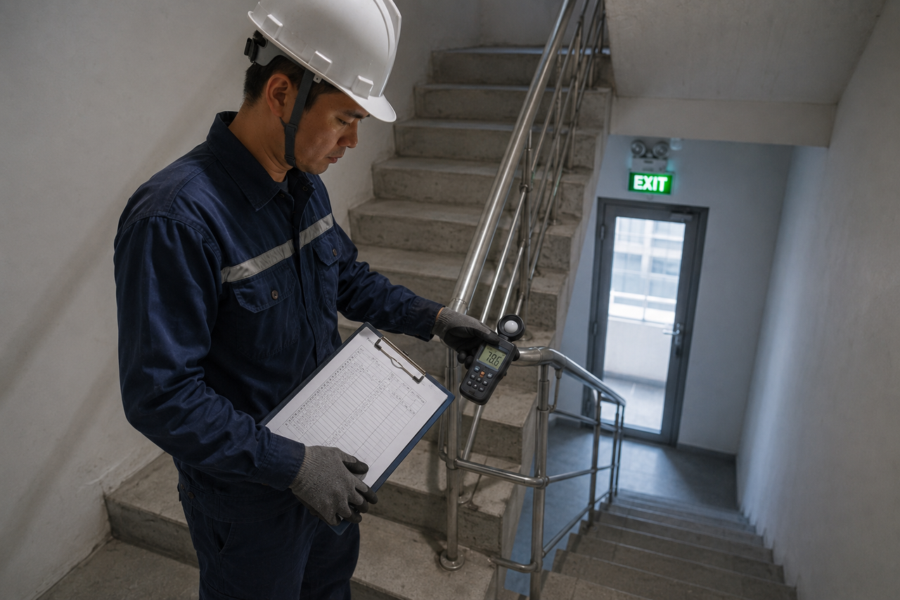 Kỹ sư NTC kiểm tra hồ sơ nghiệm thu và tình trạng vận hành hệ thống PCCC