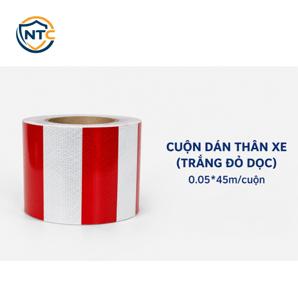Cuộn Dán Thân Xe (trắng Đỏ Dọc)