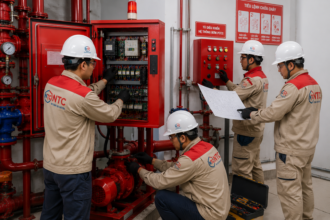 Kỹ sư NTC kiểm tra hệ thống PCCC
